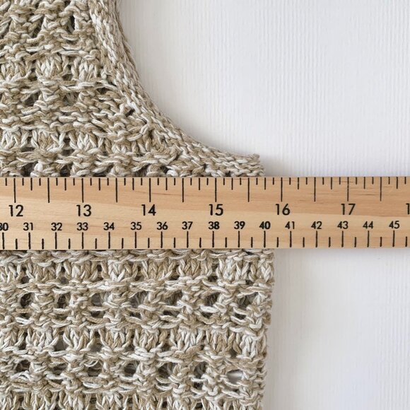 Jeffrey Rogers Crochet Knit Beige Crop Top  Coastal Grandma Cowgirl Cottagecore - Picture 7 of 11